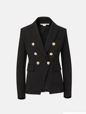 NWT Veronica Beard Miller Dickey Black Double-Breasted Blazer with Gold Buttons